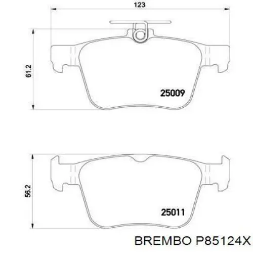 P85124X Brembo pastillas de freno traseras