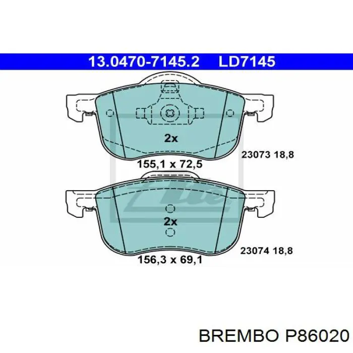 P 86 020 Brembo pastillas de freno delanteras