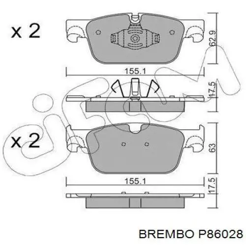 P86028 Brembo pastillas de freno delanteras