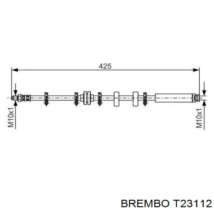 T23112 Brembo tubo flexible de frenos delantero izquierdo