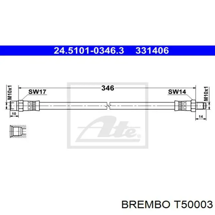 T 50 003 Brembo latiguillo de freno delantero