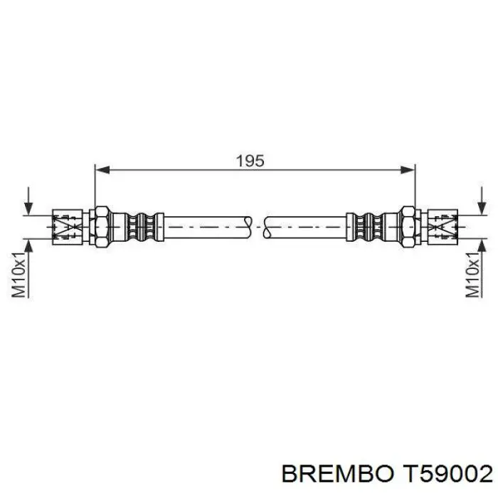 T59002 Brembo tubo flexible de frenos trasero