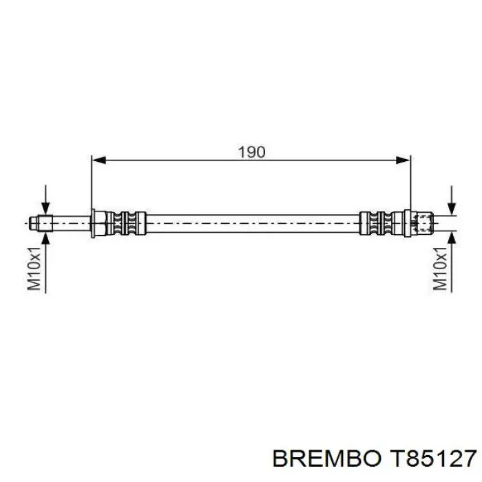 T 85 127 Brembo tubo flexible de frenos trasero