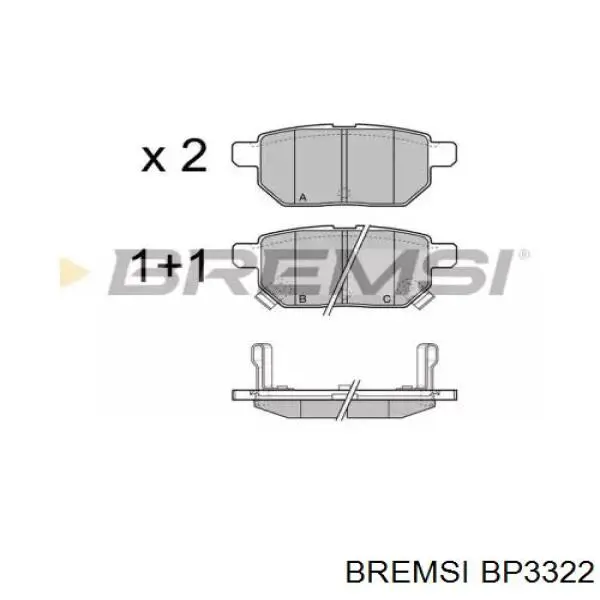 BP3322 Bremsi pastillas de freno traseras