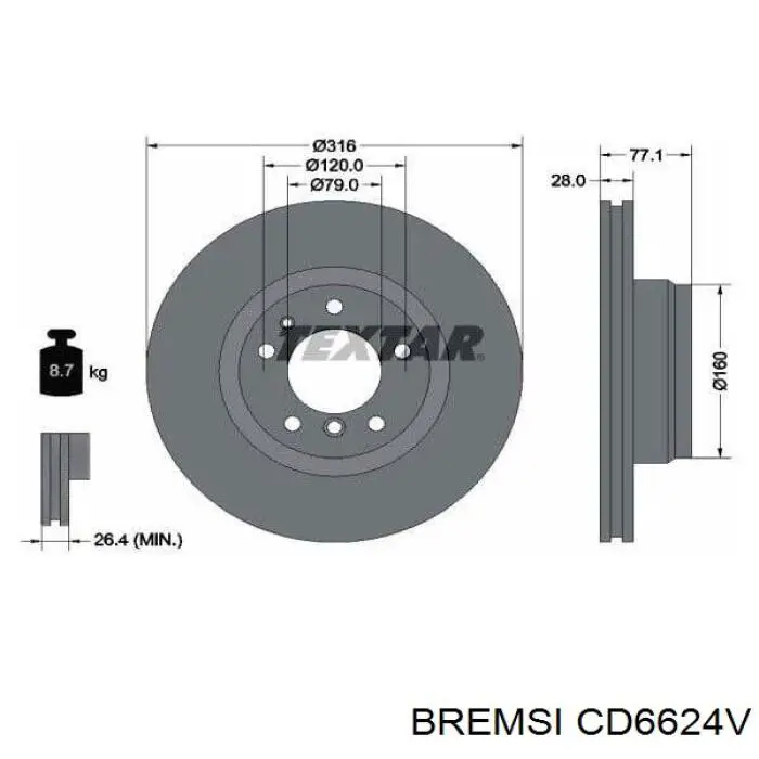 CD6624V Bremsi freno de disco delantero