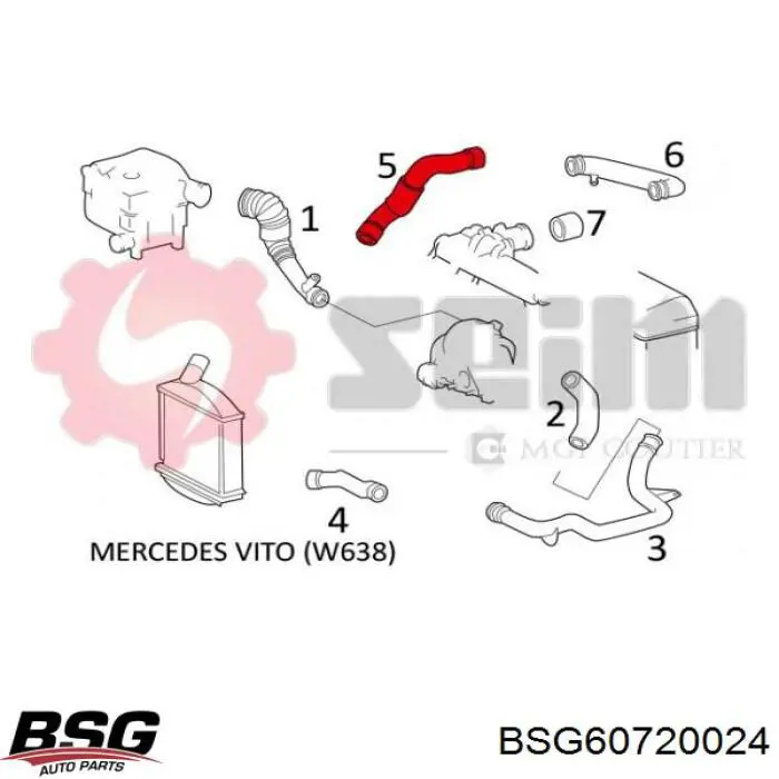 BSG 60-720-024 BSG tubo flexible de aire de sobrealimentación superior