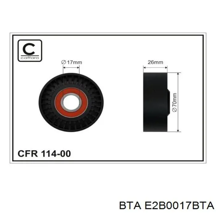 E2B0017BTA BTA rodillo, correa trapecial poli v