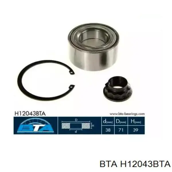 H12043BTA BTA cojinete de rueda delantero