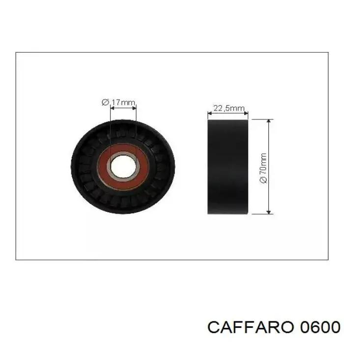 0600 Caffaro polea inversión / guía, correa poli v