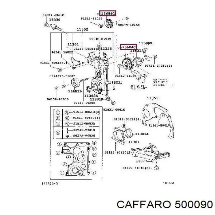 500090 Caffaro polea inversión / guía, correa poli v