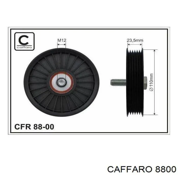 8800 Caffaro polea inversión / guía, correa poli v