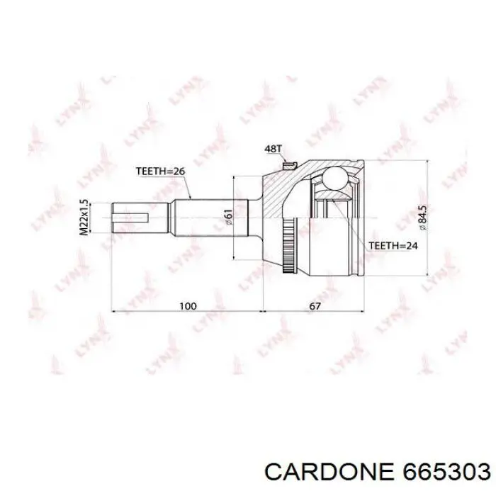 665303 Cardone árbol de transmisión delantero derecho