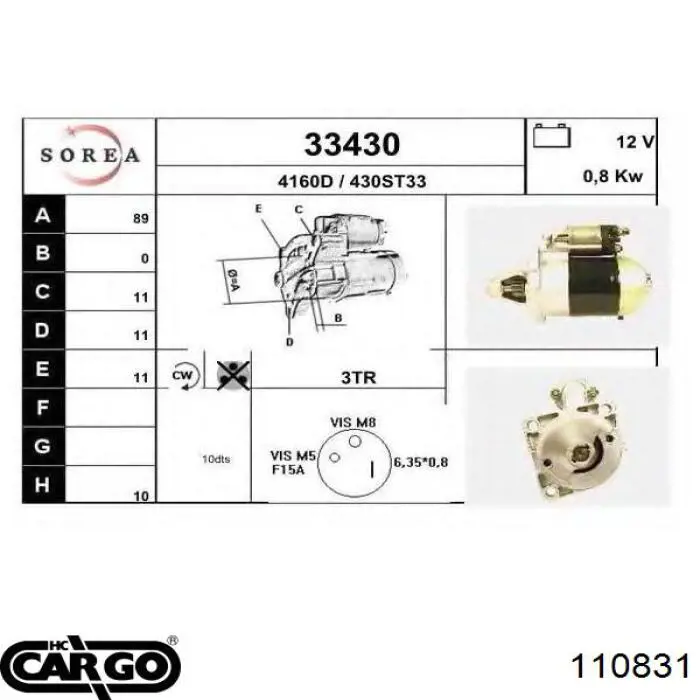 2587011090 Toyota motor de arranque