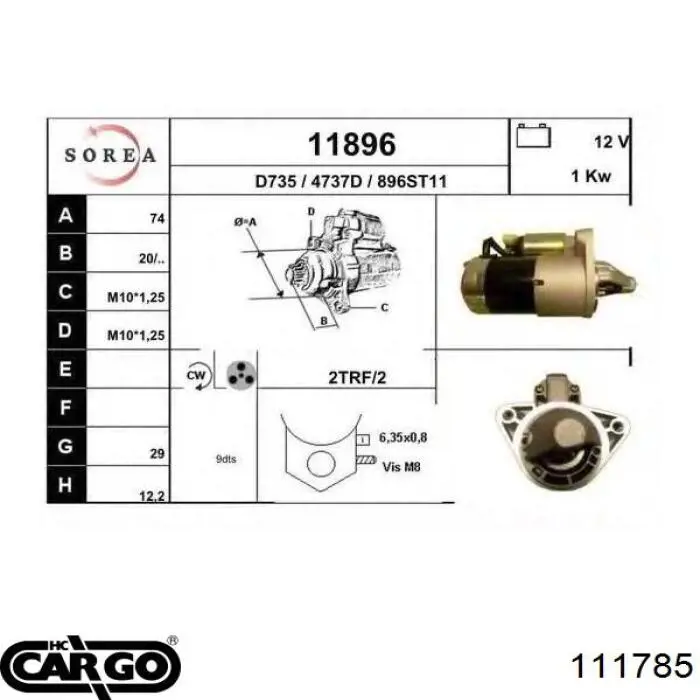 111785 Cargo motor de arranque