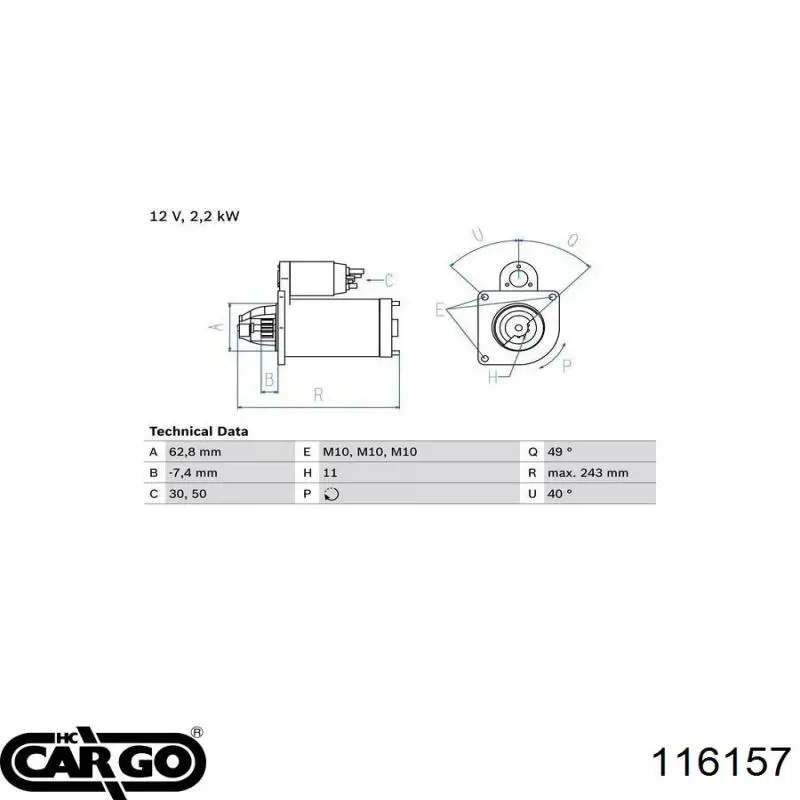 116157 Cargo motor de arranque