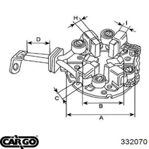 332070 Cargo soporte, escobillas de carbón, motor de arranque