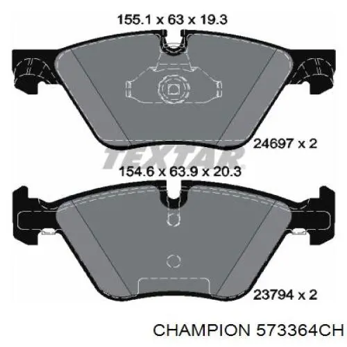 573364CH Champion pastillas de freno delanteras