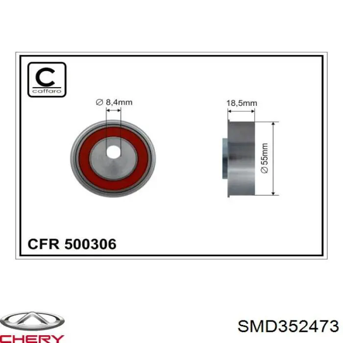 SMD352473 Chery tensor de la polea de la correa dentada, eje de balanceo