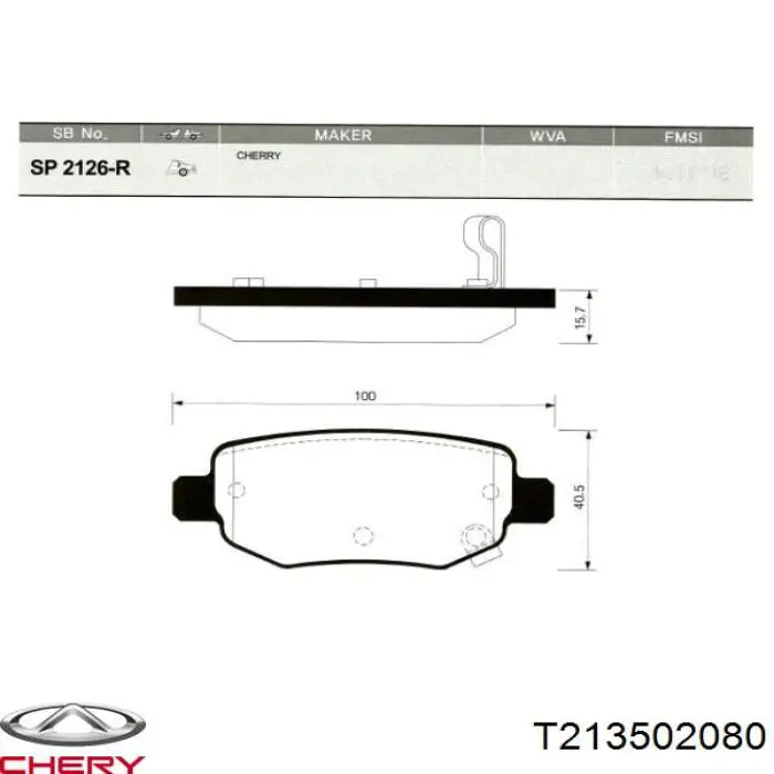 T21-3502080 Chery pastillas de freno traseras