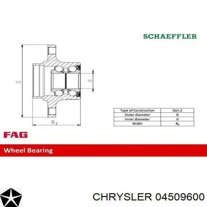 04509600 Chrysler cubo de rueda trasero