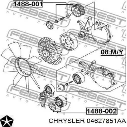 04627851AA Chrysler polea inversión / guía, correa poli v