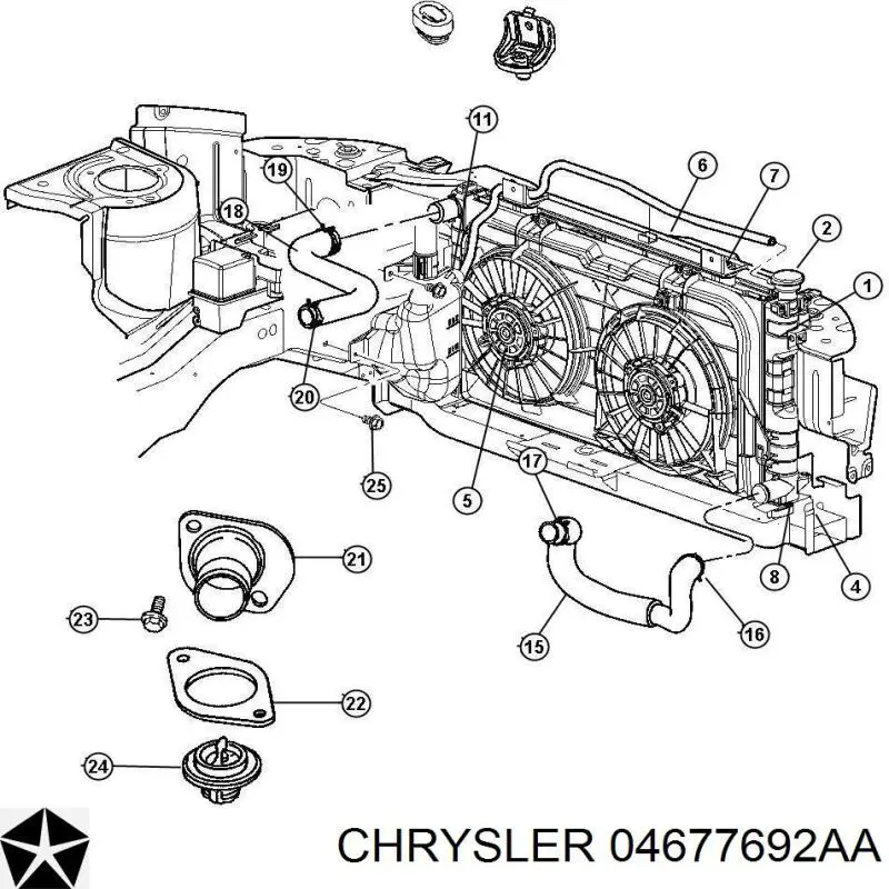 K04677692AA Fiat/Alfa/Lancia radiador refrigeración del motor