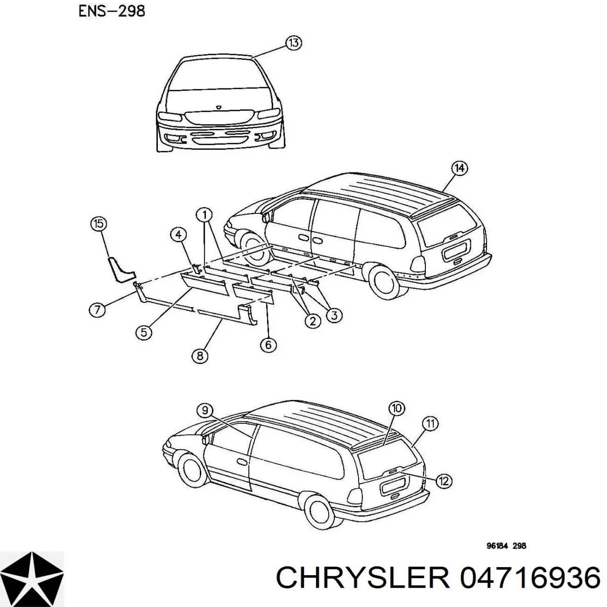 04716936 Chrysler moldura de parabrisas