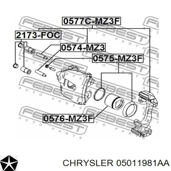 05011981AA Chrysler juego de reparación, pinza de freno delantero