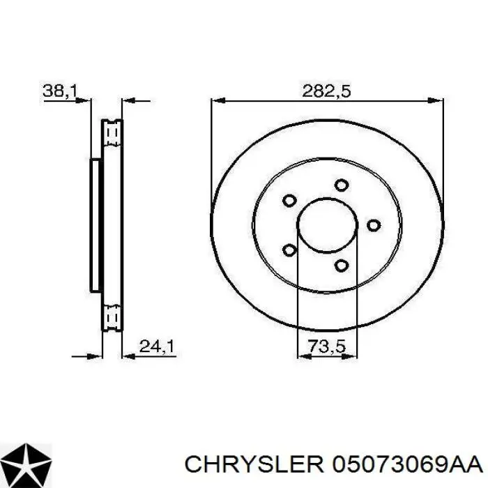 05073069AA Chrysler freno de disco delantero