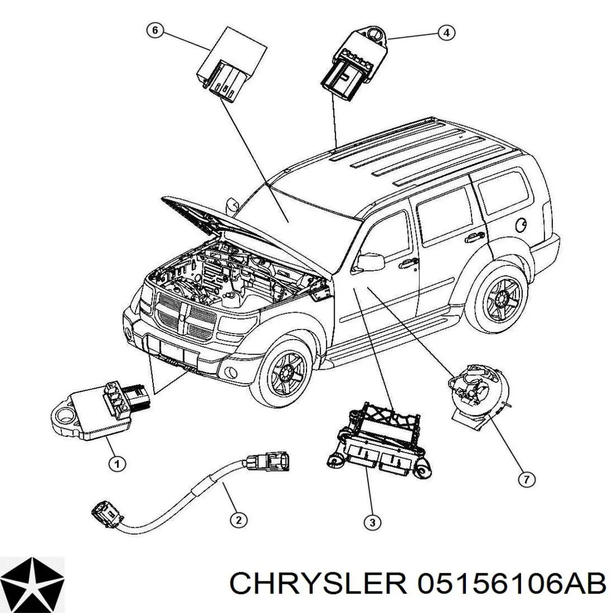 05156106AG Chrysler anillo airbag del volante