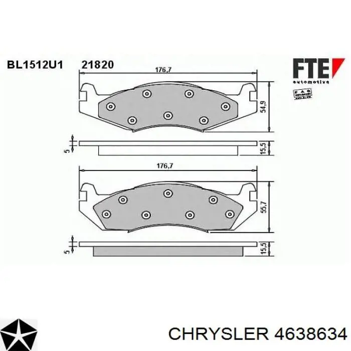 4638634 Chrysler pastillas de freno delanteras