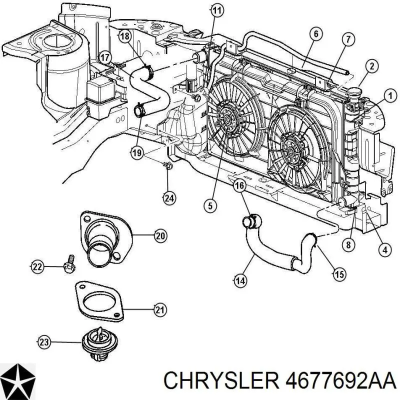 4677692AA Chrysler radiador refrigeración del motor