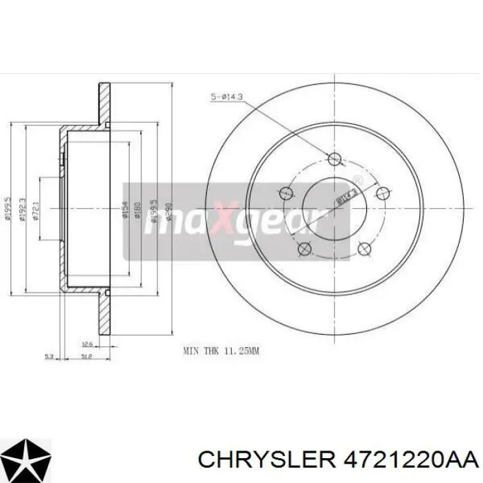 4721220AA Chrysler disco de freno trasero