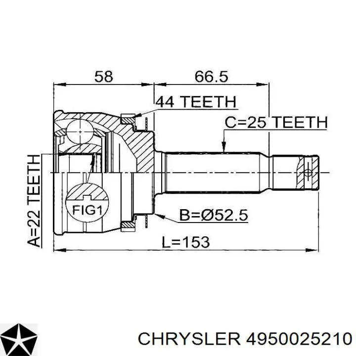 4950025210 Chrysler árbol de transmisión delantero derecho