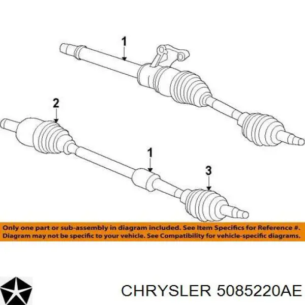 5085220AE Chrysler árbol de transmisión delantero izquierdo