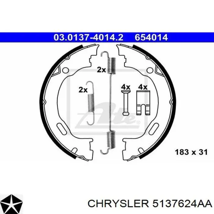 5137624AA Chrysler juego de zapatas de frenos, freno de estacionamiento