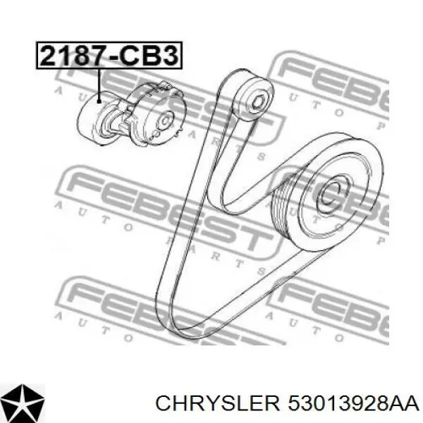 53013928AA Chrysler rodillo, correa trapecial poli v