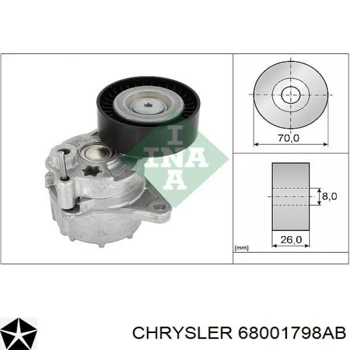 68001798AB Chrysler tensor de correa, correa poli v