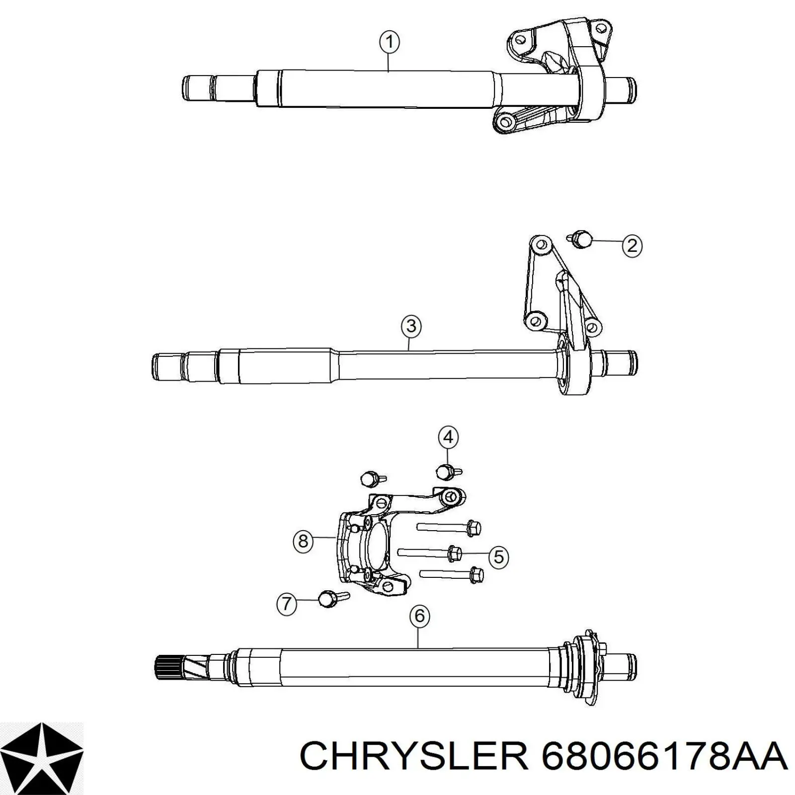 68066178AA Chrysler suspensión, árbol de transmisión