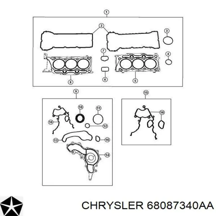  Junta, bomba de agua para Dodge Journey 