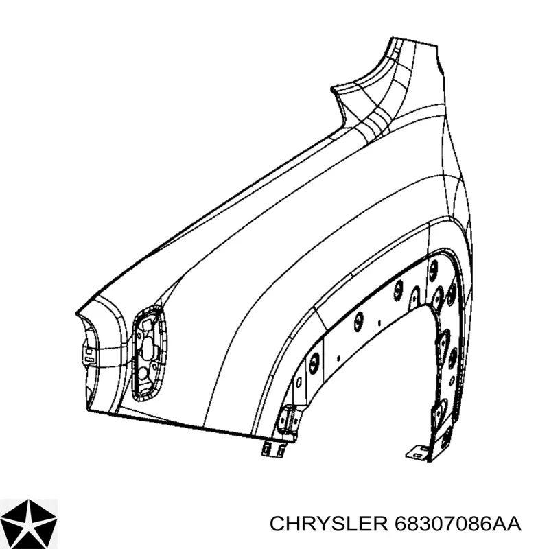 68307086AA Chrysler guardabarros delantero derecho