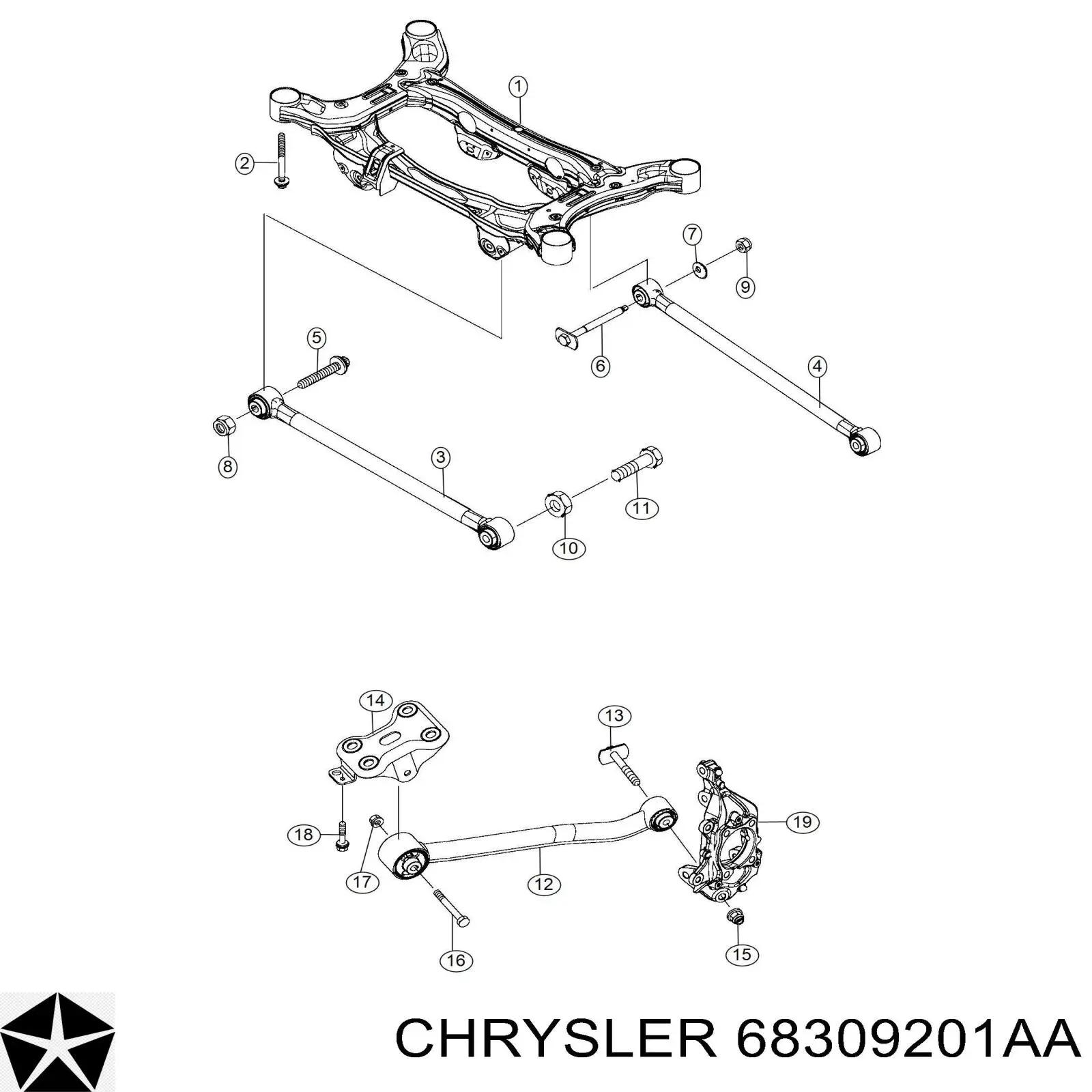 68309201AA Chrysler barra de dirección, eje trasero, derecha