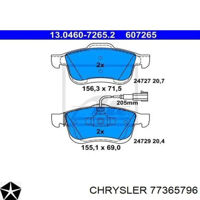 77365796 Chrysler pastillas de freno delanteras