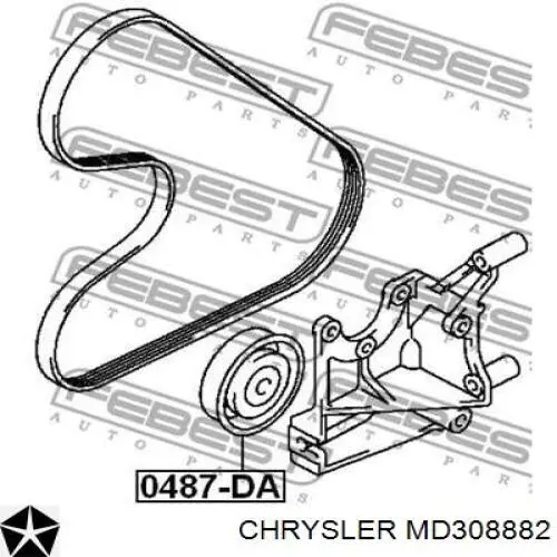 MD308882 Chrysler rodillo, correa trapecial poli v