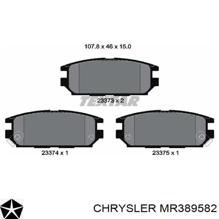 MR389582 Chrysler pastillas de freno traseras