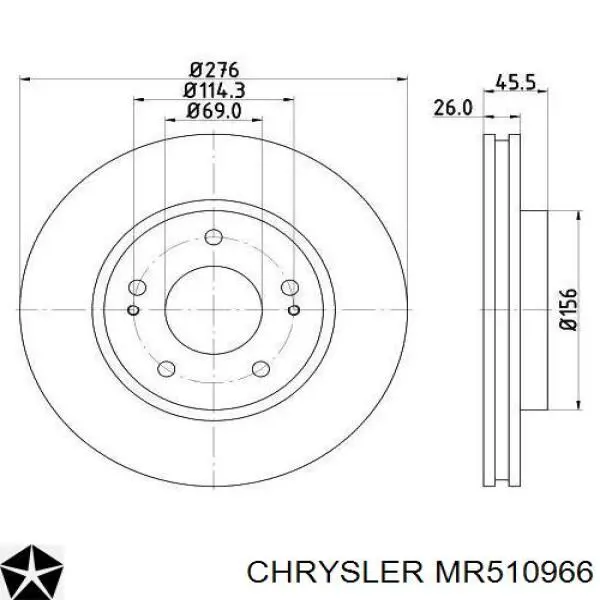 MR510966 Chrysler freno de disco delantero