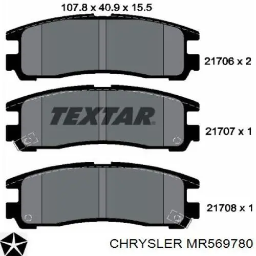 MR569780 Chrysler pastillas de freno traseras