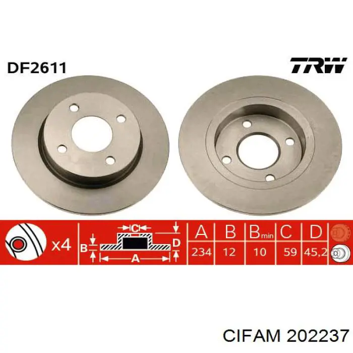 202-237 Cifam cilindro principal de freno