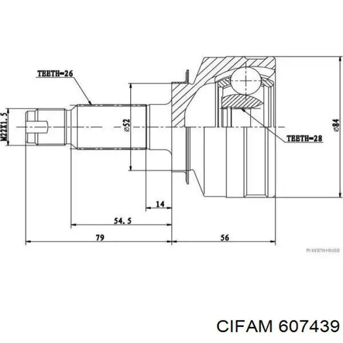 607-439 Cifam junta homocinética exterior delantera