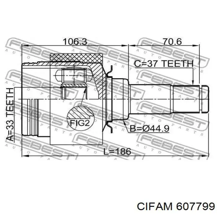 607-799 Cifam junta homocinética exterior delantera